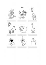 English worksheet: animlas