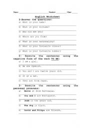 English worksheet: personal identification