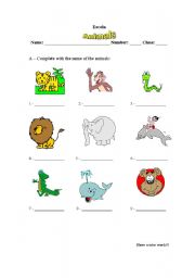 English worksheet: some animals
