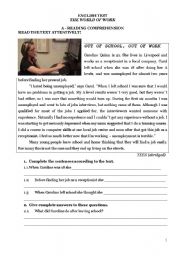 English Worksheet: Test on The world of work