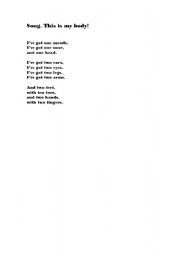 English Worksheet: song about the body
