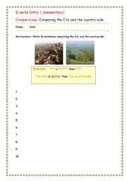 English worksheet: comperatives compare city and countyside