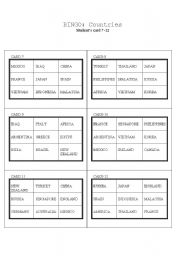 English Worksheet: Country Bingo Cards # 2