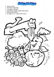 English Worksheet: colour food