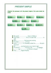 English worksheet: Present SImple