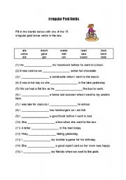 English Worksheet: irregular past tense worksheet for kids