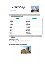 English worksheet: Travelling  Part 1