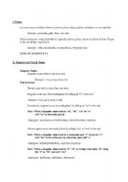 English worksheet: Intro to Nouns. Teacher Guide