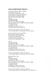 English worksheet: SONG HIGH .COMPLETED LYRICS