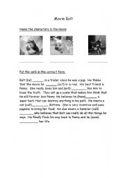 English Worksheet: movie bolt