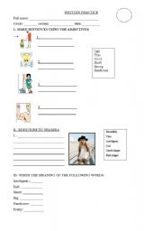 English worksheet: Adjectives