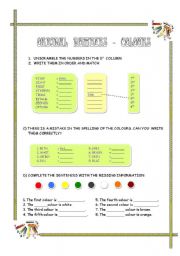 English Worksheet: ORDINAL NUMBERS + COLOURS (2 pages)