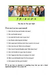 English Worksheet: Friends DVD activity - The one on the last night