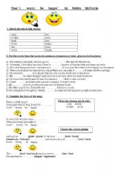 English Worksheet: Dont worry be happy by Bobby McFerrin