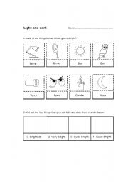 English Worksheet: Light & Dark
