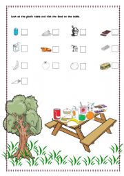 English Worksheet: foods on the picnic table