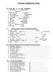 English Worksheet: Present Continuous tense - exercises