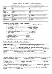 English Worksheet: Present Continuous and Present Simple