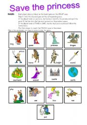 English Worksheet: Boardgame - Save the princess - Instructions
