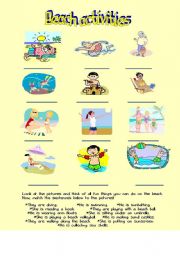 English Worksheet: Beach activities 