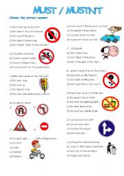 English Worksheet: must-mustnt