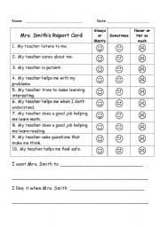 English Worksheet: Student Rates Teacher 