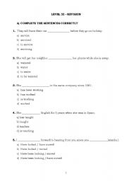 English worksheet: revision questions