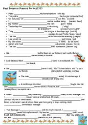 English Worksheet: simple past vs present pefect