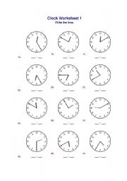 English Worksheet: telling time