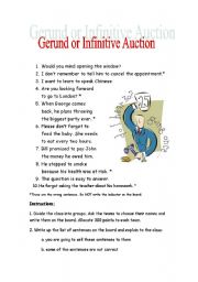 English Worksheet: Gerund or Infinitive Auction