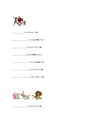 English Worksheet: superlatives