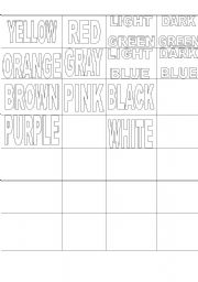 English worksheet: Memory Color Game