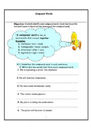 English worksheet: compound words