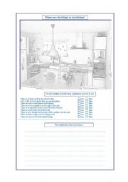 English Worksheet: Where are the things in my kitchen?
