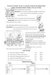English Worksheet: smurf village- present continuous tense