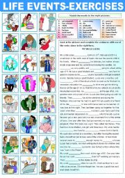 English Worksheet: LIFE EVENTS - EXERCISES