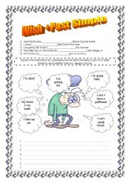 English Worksheet: wish + past simple with key