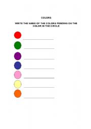 English worksheet: COLORS