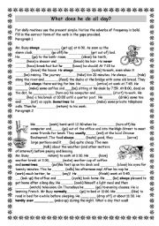 English Worksheet: Mr Busys daily routine EASIER VERSION (present tense)