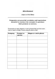 English Worksheet: advertisement slogans