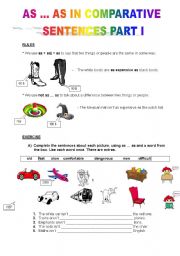 English Worksheet: AS ... AS IN COMPARATIVE SENTENCES (2 PAGES)