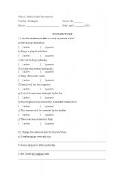 English worksheet: Passive voice work