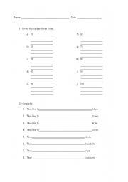 English Worksheet: numbers