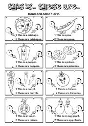 English Worksheet: This is... These are ... series (4/7) vegetables