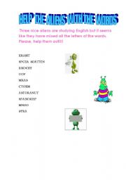 English Worksheet: Help the aliens