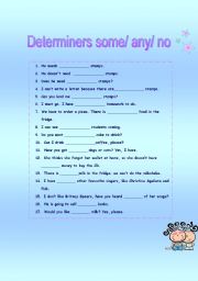 English Worksheet: some, any, no