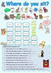 English Worksheet: Where do you sit?