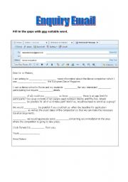 English Worksheet: Enquiry email - level B1 (with key)