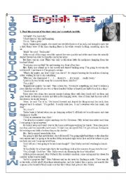 English Worksheet: TEST on Mrs. Bixby and the Colonels coat, by Roald Dahl