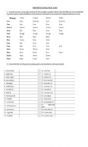 English worksheet: PHONETICS PRACTICE